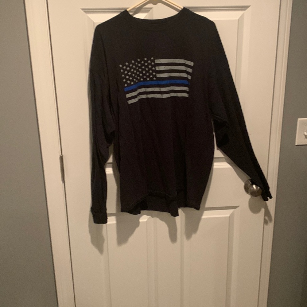 Mens Thin Blue Line. Long sleeve tee shirt. XXL